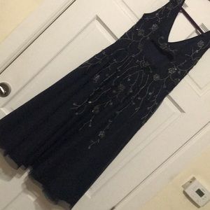 Navy Blue Flare Dress Adriana Papell